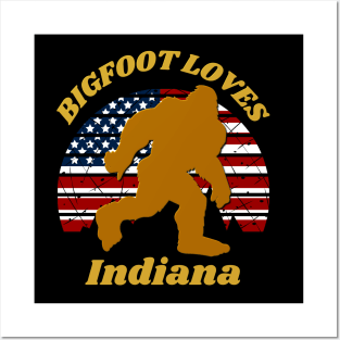 Bigfoot loves America and Indiana too Posters and Art